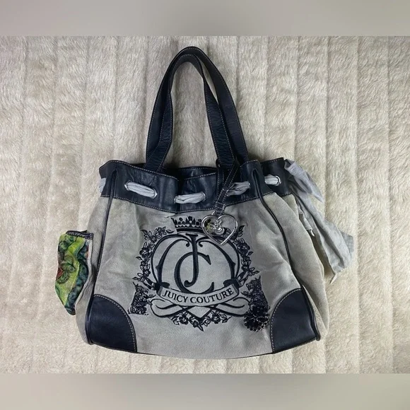 𝅺Y2K RARE Juicy Couture Scottie Daydreamer Shoulder Bag Gray